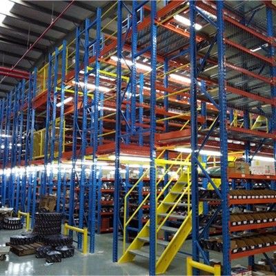 Warehouse Mezzanine Shelving Platform Racking Systems With Safety Pallet Gate