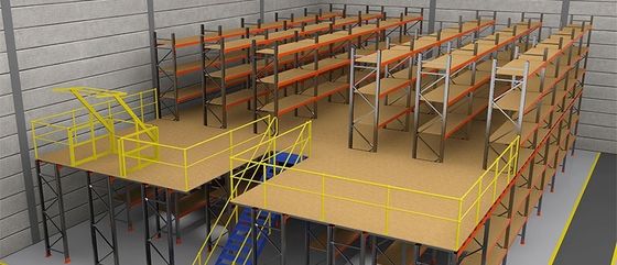 Warehouse Mezzanine Shelving Platform Racking Systems With Safety Pallet Gate