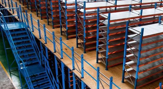 Adjustable Mezzanine Floor Rack , Warehouse Storage Mezzanine Platform Shelf