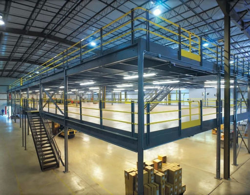 Large Span Steel Structure Platform Powder Coating / Galvanizing Industrial Mezzanine Floor