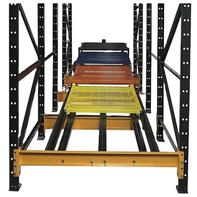 Steel Storage Push Back Warehouse Racking Inclined Rail Safety Design