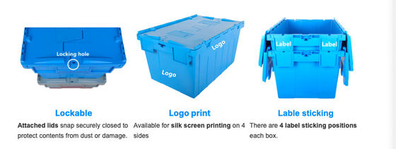 Logistic Warehouse Storage Containers Stackable Plastic Crates  With Lids