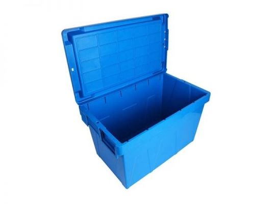Foldable Stackable Nestable Plastic Bins Heavy Duty Plastic Storage Tote Box With Hinged Lid