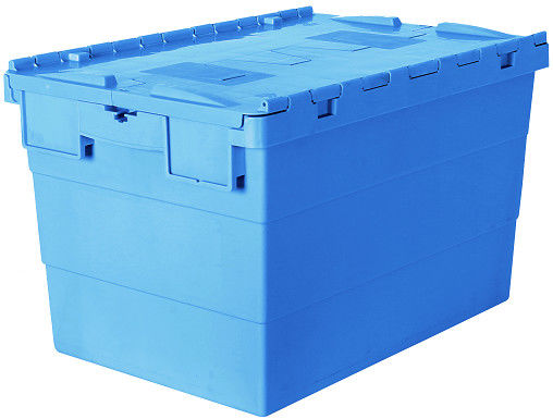 Attached Lid Plastic Stacking Storage Bins Nestable for Logistic Packaging Moving