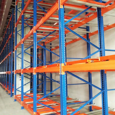 Armazenamento de aço Push Back Racking de armazém Design de segurança de trilho inclinado