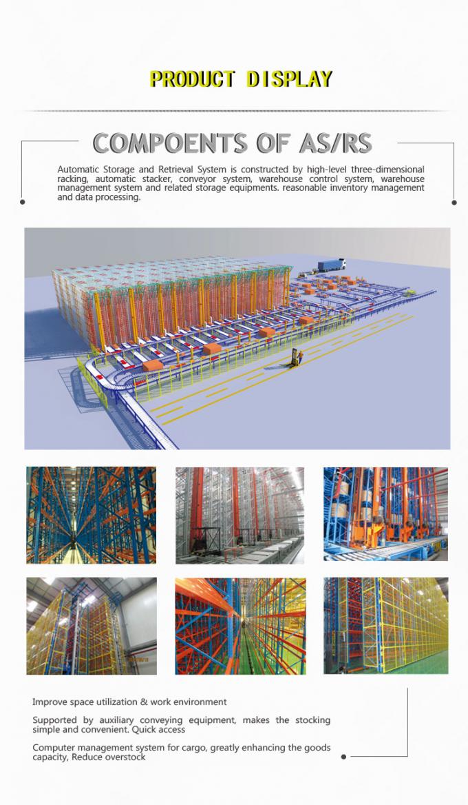 Armazenamento OEM Sistema de Armazém Totalmente Automatizado ASRS Amarelo Azul Cor 0