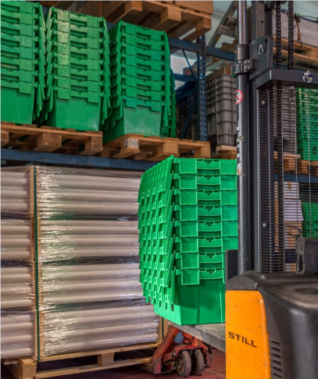 Embalagens de armazenagem de empilhamento de plástico com tampa fixada Instabilizáveis para transporte de embalagens logísticas 4