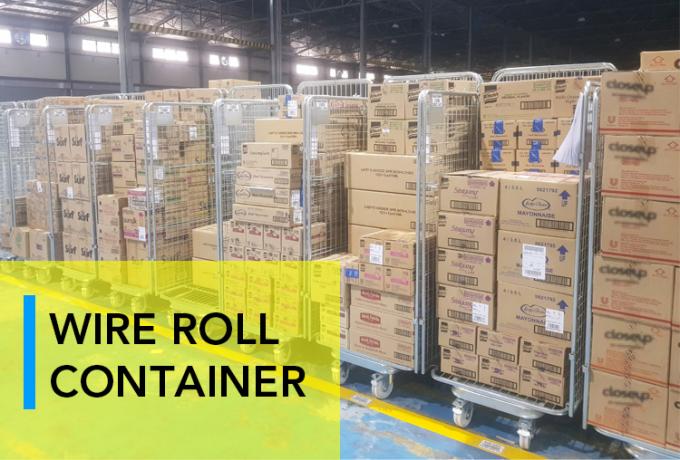 Tela de aço de ninho de segurança rol cage carrinho dobrável para armazenamento de armazém 0